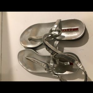 Silver Prada sandals